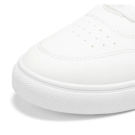 Men Classic Leather Skate Shoes Lace Up Flat Casual Sneakers Non Slip Daily Walking Footwear Black White 2 Colors