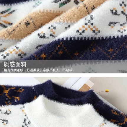 High Quality Sweater New Fashion Trend Printed Thickened Warm Knitted Sweater Autumn/winter Men's Casual Loose Sports top