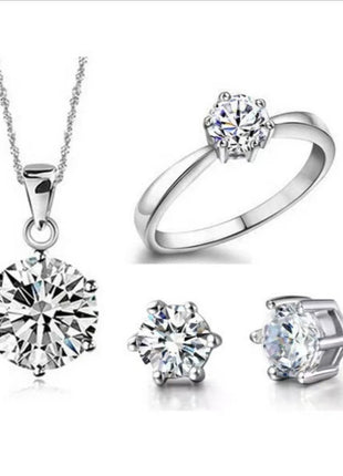 Collana classica di lusso super lucida con ciondolo in moissanite a sei artigli Set di orecchini ad anello da 1 carato per set di gioielli da sposa da donna PlatiNum