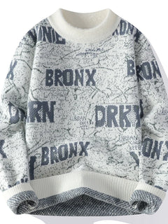 Autumn Winter Men's New Letter Sweater, High-quality Men's Brand Pullover, Warm Knit Tops High Street Trend Base Shirt
