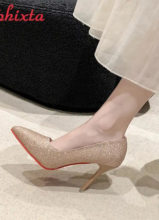 Aphixta Oro Argento Nero Décolleté con tacco alto a spillo da 3,54 pollici Décolleté da donna per tutte le stagioni Scarpe da festa con punta a punta di grandi dimensioni 49 50 platinumshop
