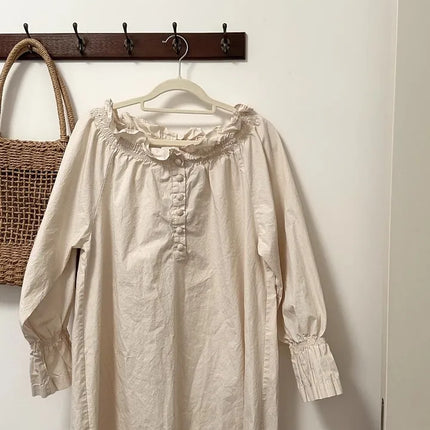 Camicia da notte lunga in cotone stile retrò, pigiama sexy da donna, vestaglia da mattina in stile principessa, loungewear.
