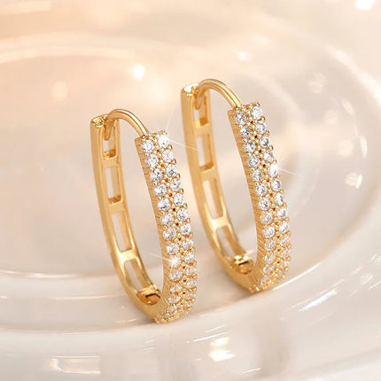 925 Sterling Silver Luxury Full Paved CZ Hoop Earrings for Women Simple Elegant Wedding Party Daily Wear Fashion Jewelry Gifts PlatiNum