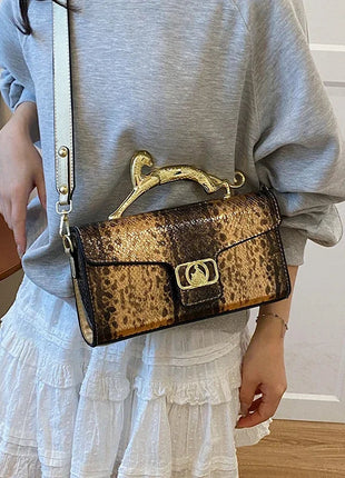 New Ladies Metal Buckle Simple Fashion Shoulder Bag Party Commuting Bag Women Luxury Brand Design PU Leather Bag PlatiNum