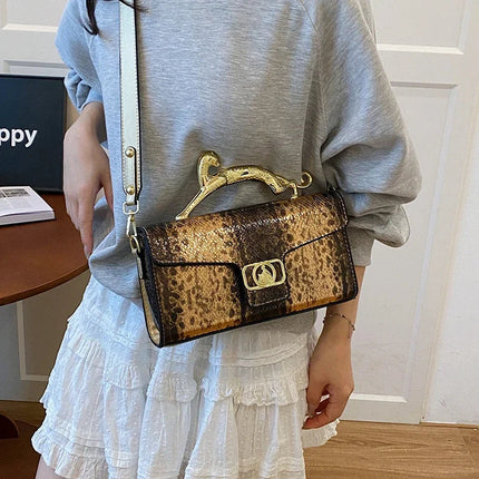 New Ladies Metal Buckle Simple Fashion Shoulder Bag Party Commuting Bag Women Luxury Brand Design PU Leather Bag PlatiNum