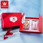 OLEVS 5536 Orologio da donna al quarzo con diamanti di marca di lusso Moda elegante orologio da donna impermeabile in oro rosa con bracciale Set Reloj Mujer platinumshop