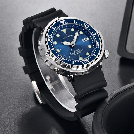 FOXBOX Top Brand Fashion Diver Watch Men 50ATM Waterproof Date Clock orologi sportivi orologio da polso al quarzo da uomo Relogio Masculino platinumshop