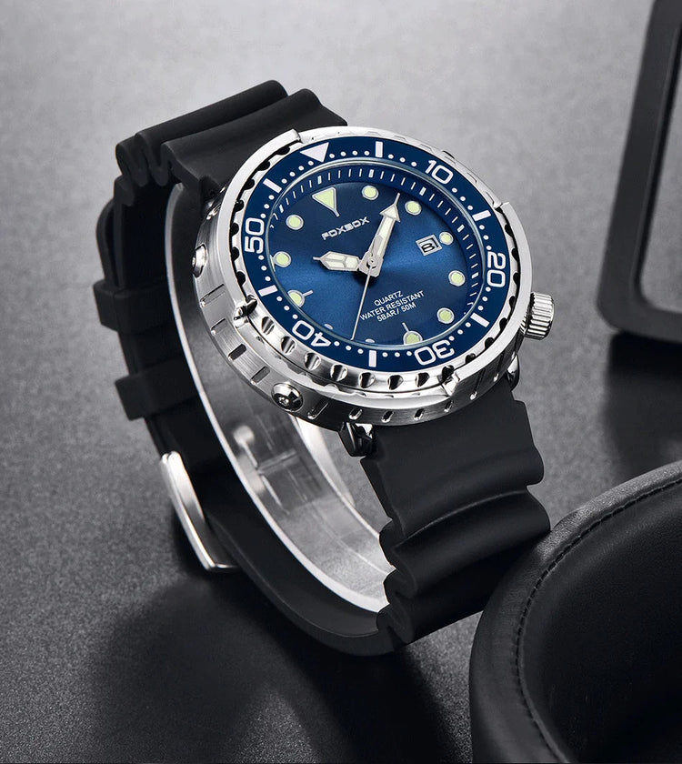FOXBOX Top Brand Fashion Diver Watch Men 50ATM Waterproof Date Clock orologi sportivi orologio da polso al quarzo da uomo Relogio Masculino platinumshop