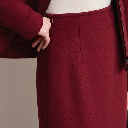AMII Women's Skirt 2025 Winter New Minimalist Solid Color Commuter Skirts For Woman Wool Long Versatile Clothing Female 12544047 PlatiNum