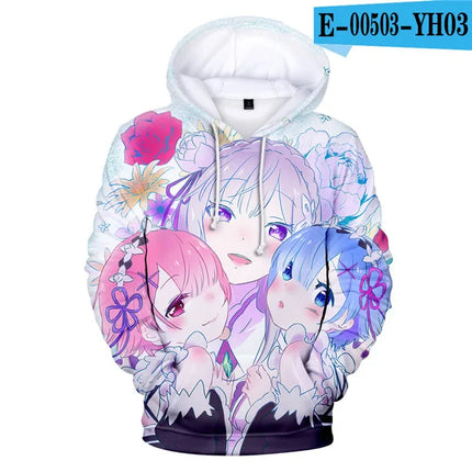 Harajuku Hip Hop Comfortable Re ZERO Rem Ram 3D print Hoodies Sweatshirts Men/Women Sweatshirt Adult/Child Casual Pullovers