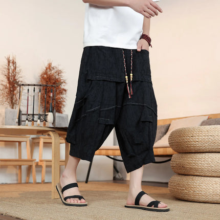 Pantaloncini Estivi da Uomo Taglie Forti in Cotone Comodi Stile Cinese Vintage Moda Casual Sportivi a Lanterna Taglie Grandi fino alla 8XL