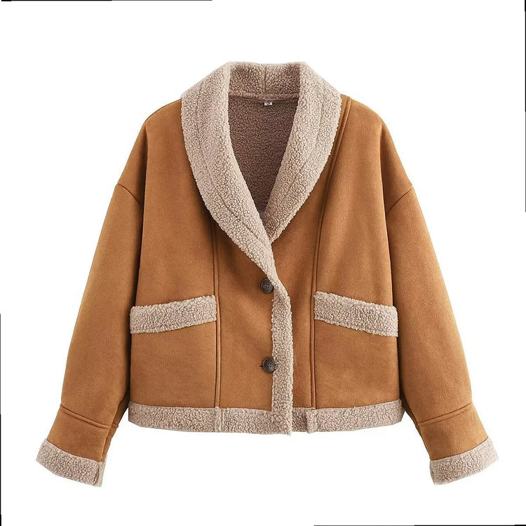 Women Winter Wool Coat Faux Fur Outerwear Vintage Fall Spring Jackets