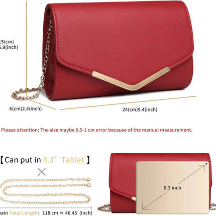 Miss Lulu Elegante Pochette da Donna con Catena Rimovibile, Borsa da Sera alla Moda per Matrimoni e Feste, Piccola Borsa a Tracolla Pratica