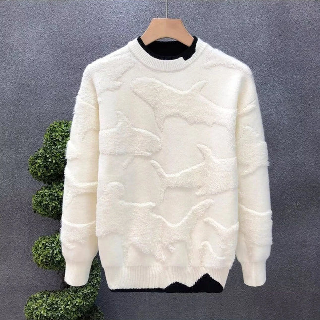 Autumn Winter New Fashion Round Neck Long Sleeve Solid Sweaters Men's Clothing Casual All-match Warm Simplicity Knitting Tops