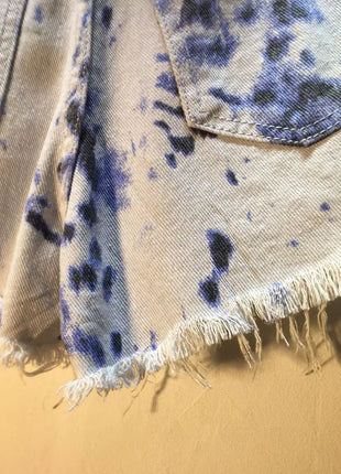 2025 Abiti estivi, Nuovi pantaloncini di jeans con bordo ruvido indossato a vita alta con perforazio