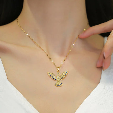Trendy Phoenix Stainless Steel Cubic Zirconia Necklaces For Women Men Gold Color Metal Crystal Necklace Party Everyday Jewelry PlatiNum