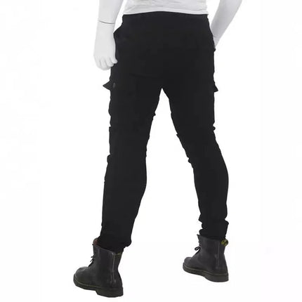 Men Denim Cargo Skinny Solid Pockets Pencil Pants Washed Ankle Length Jeans Vintage Moto Biker 2024 Summer Slim Fit Sheath PlatiNum