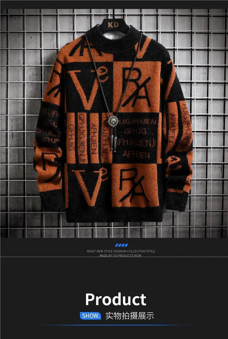 Men Knitted Sweater Stripe Pullovers Printing Round Neck Sweater Autumn/Winter Designer Quality Casual Men Clothing Jumper