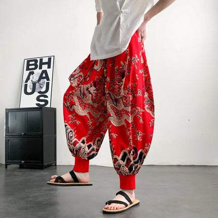 Pantaloni Estivi da Uomo 2026 in Cotone Leggero Sottile Comodi da Spiaggia, Pantaloni Larghi Casual Hip Hop Stampati, Pantaloni Jogger Oversize alla Moda