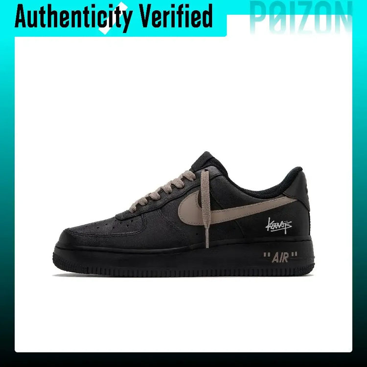 Nike Air Force 1 Cookie Low top Skateboard Shoes Unisex Black Brown CW2288-001(Team990-)