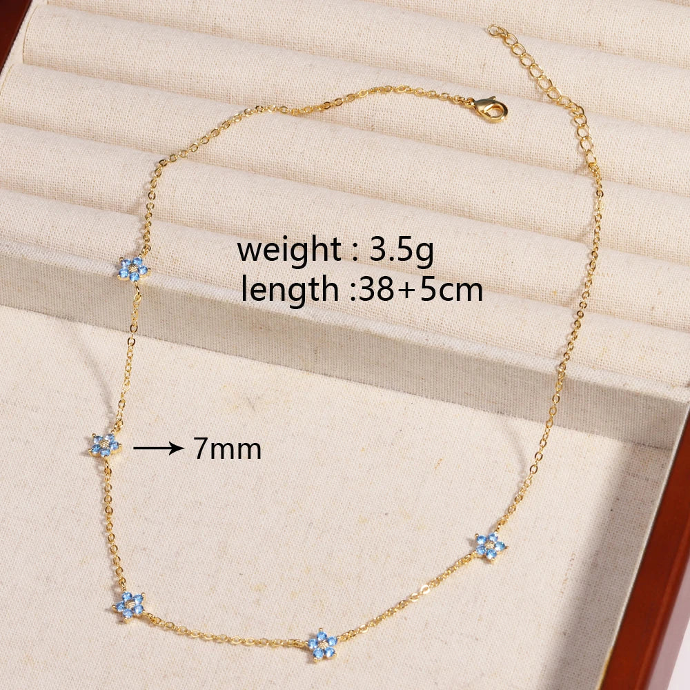 Moda colorata cubic zirconia 5 pezzi collana di fiori per le donne girocollo catena clavicola regali di gioielli da sposa