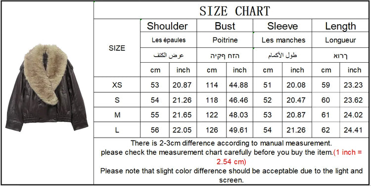 TFMLN 2025 Winter Women Loose Faux Leather Jacket Fashion Removed Big Fur Collar Causal Coat High Street Double Breasted Outwear