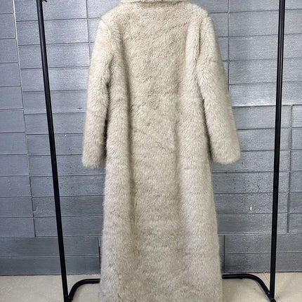 ZADORIN 130cm Long Luxury Lapel Faux Fur Coat Woman Y2K Clothes Thick Warm Fluffy Jacket Women Winter Faux Fur Coats Outerwears