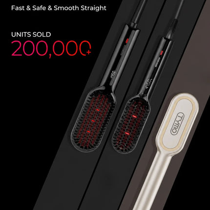 TYMO IONIC PLUS Straightening Brush, Professional Hair Straightener, LCD Display, Fast Heating, Anti-Burn, Fast Styling Hair Too
