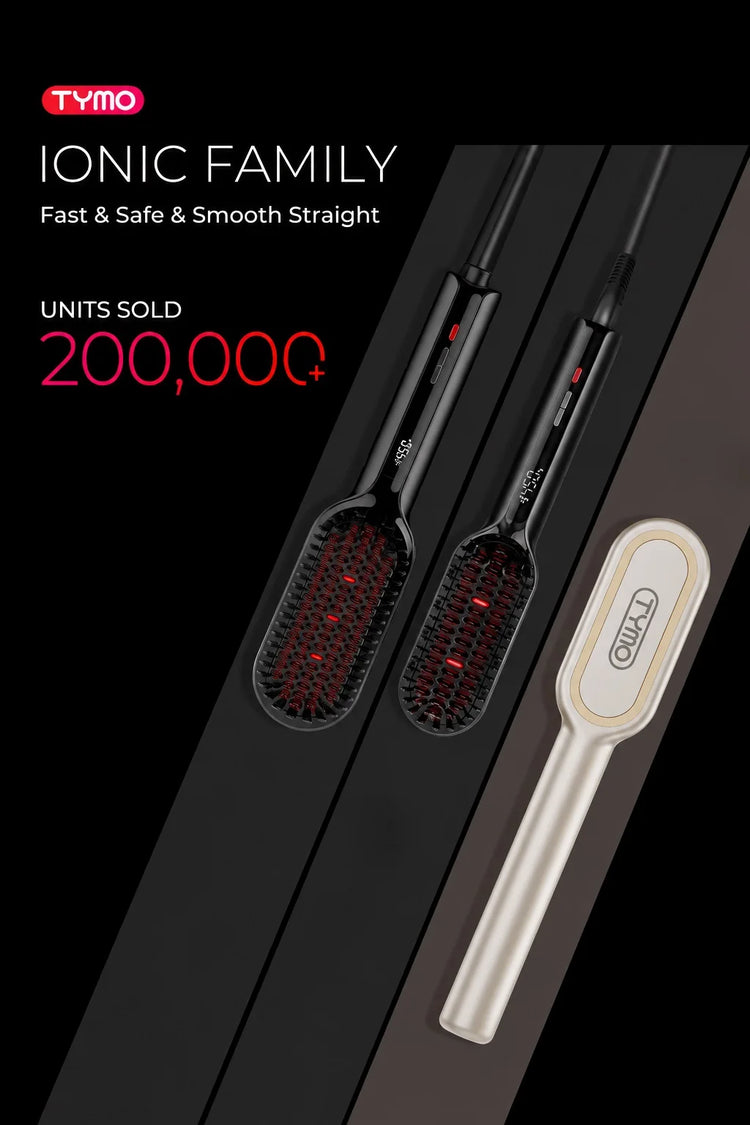 TYMO IONIC PLUS Straightening Brush, Professional Hair Straightener, LCD Display, Fast Heating, Anti-Burn, Fast Styling Hair Too