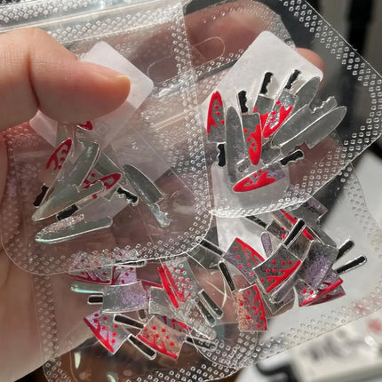 10Pcs Halloween Fake Weapons with Blood Nail Charms Bloody Horror Metal Nail Art Decorations Manicure Accessories Punk Jewelry *