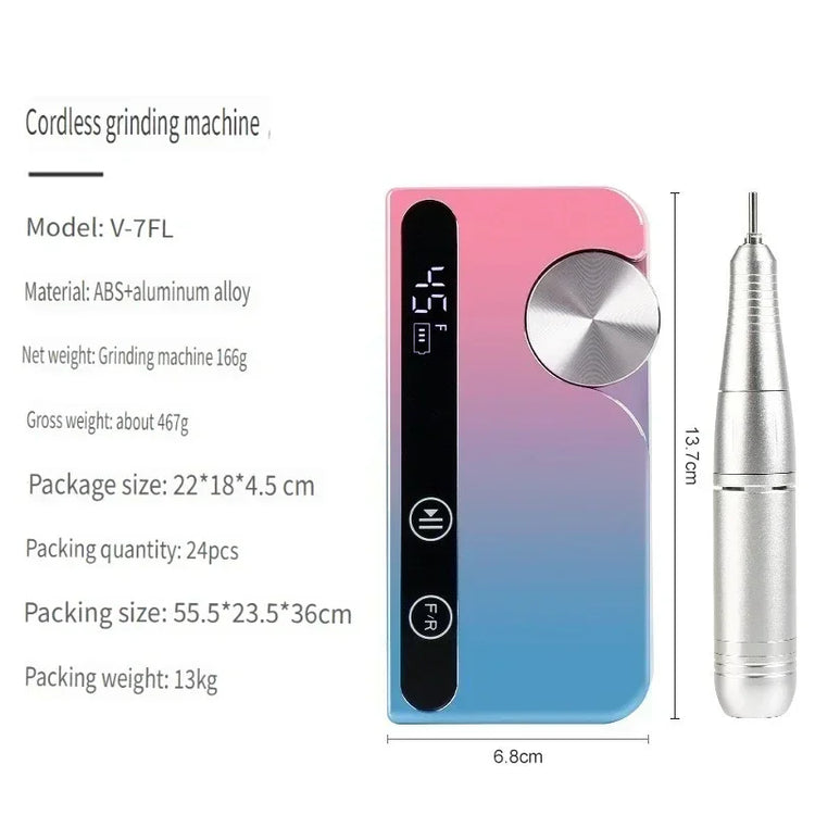 Wireless Portable Rechargeable Electric Nail Polishing Machine New Cordless Nail Surface Polisher Gel Nail Remover Professional Home Salon Manicure Pedicure Care Tool For DIY Nail Art Design