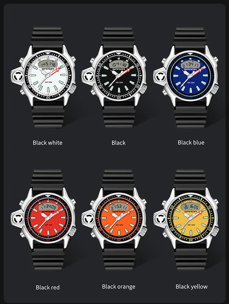 SANDA Sport orologio digitale al quarzo da uomo orologi subacquei creativi orologio da uomo con allarme impermeabile orologio con doppio Display Relogio Masculino platinumshop