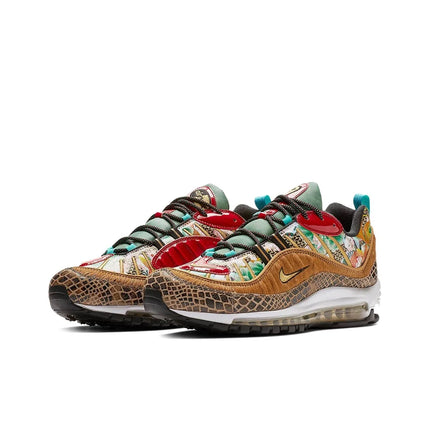 Scarpe da corsa Nike Air Max 98 unisex a profilo basso rosso/verde/marrone