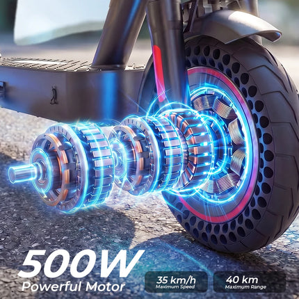 IScooter i9Max 10in Scooter elettrico Max Motor 500W Scooter a doppio assorbimento degli urti per Scooter per pneumatici a nido d'ape per adulti 35 KM/H 10Ah