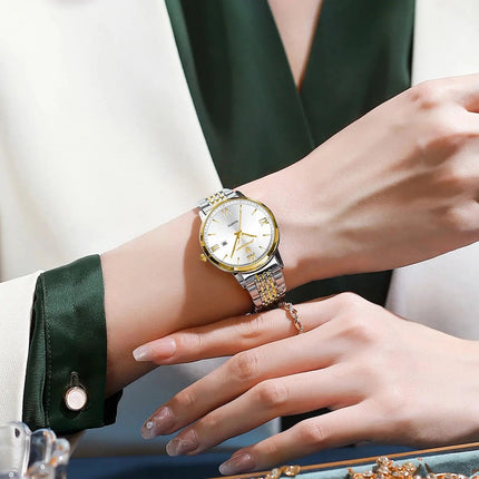 POEDAGAR Orologio da Donna Raffinato Impermeabile Luminoso con Data, Orologio da Polso Femminile di Alta Qualità in Acciaio Inossidabile, Elegante Orologio al Quarzo per Donne platinumshop