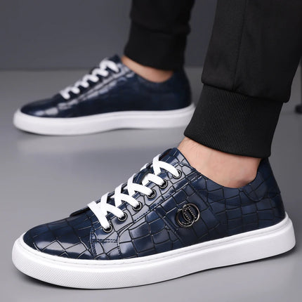 Popular crocodile pattern men's thick soled casual board shoes, trendy, breathable high-end, business plus size shoes (38-48)