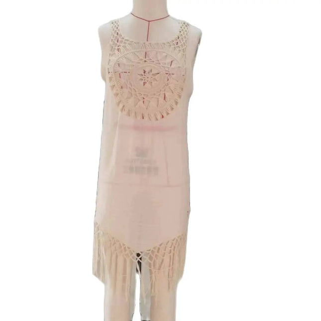 CROCHET BIKINI Abito da spiaggia da donna Copricostume da bagno Copricostume Costumi da bagno Abiti beige Abito da bagno Mantello per donna Estate platinumshop