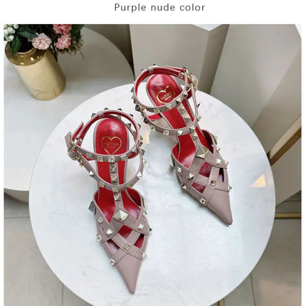 Nuovi Sandali con Tacco Alto e Borchie Primavera/Estate 2026, Sandali a Punta con Tacco Sottile, Scarpe Singole con Borchie platinumshop