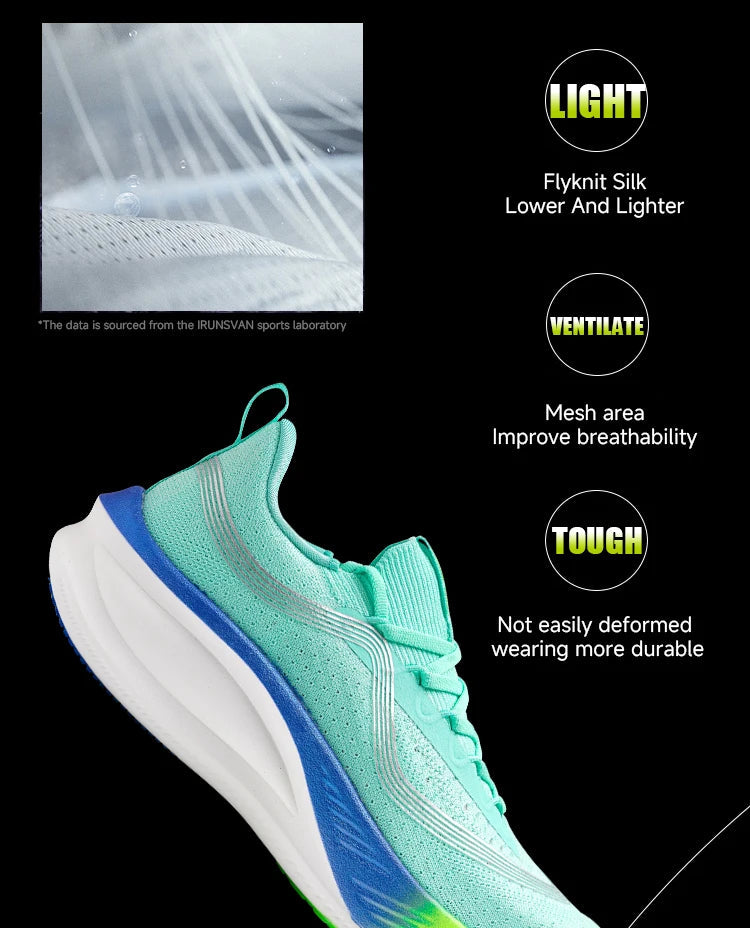 IRUNSVAN Men's Carbon Plate Sneakers Professional Marathon Racing Running Shoes High Quality  Shoes Comfortable Sports Shoe PlatiNum