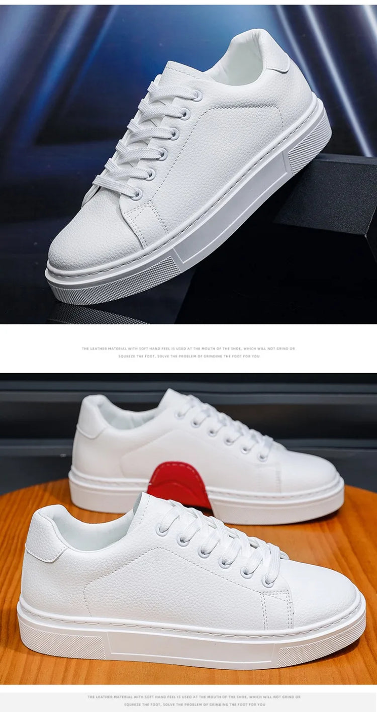 Fashion Men's Sneakers High Quality Leather Casual Shoes Luxury Business Office Shoes Trendy Skateboard Shoes Zapatillas Hombre