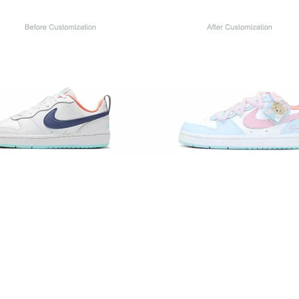 Custom Sneakers Nike Court Borough  Whale Heart & Bear Candy Wrapper  Sweet, Gentle & Playful Women's Skateboarding Sneakers