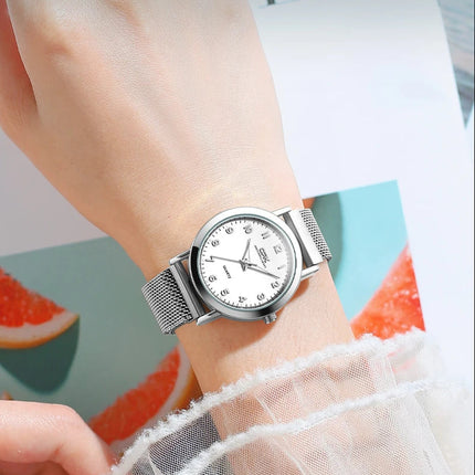 OPK 8115 Orologio da donna Orologio da polso al quarzo originale alla moda semplice Cinturino in maglia di acciaio inossidabile Orologio impermeabile per donna Reloj platinumshop
