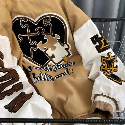 American Retro Baseball Jacket Unisex Loose Street Style Spring Autumn Couple Outerwear Windproof Long Sleeve Youth Fashion