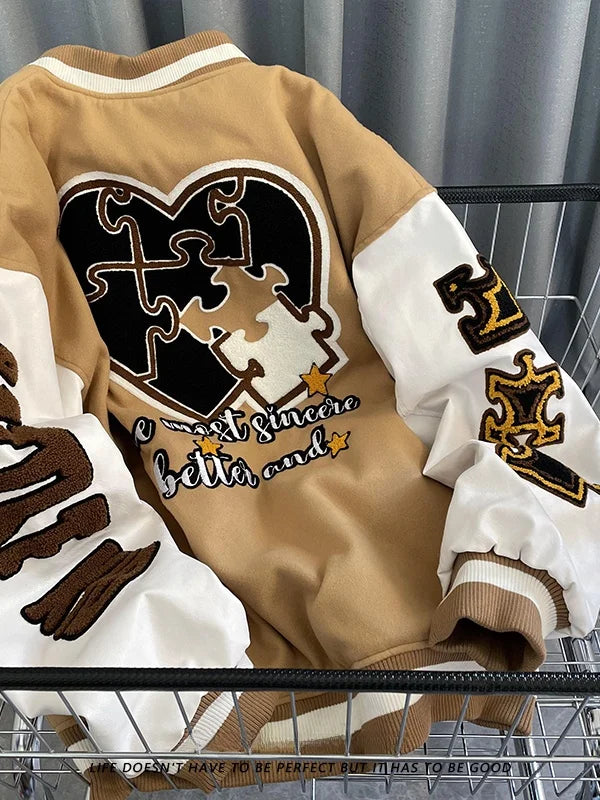 American Retro Baseball Jacket Unisex Loose Street Style Spring Autumn Couple Outerwear Windproof Long Sleeve Youth Fashion