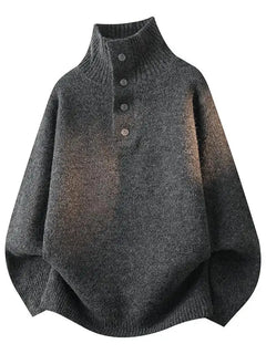 Turtleneck Long Sleeves Zipper lapel Pullover Sweater Men Spring Autumn Solid color Sweater Jumper Streetwear