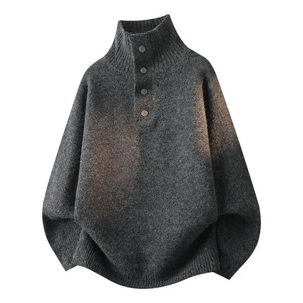 Turtleneck Long Sleeves Zipper lapel Pullover Sweater Men Spring Autumn Solid color Sweater Jumper Streetwear
