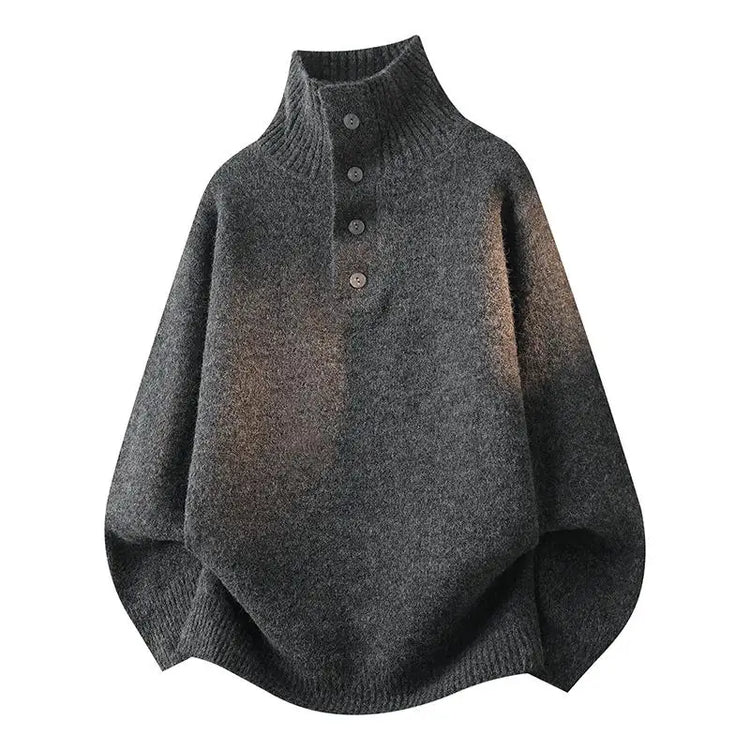 Turtleneck Long Sleeves Zipper lapel Pullover Sweater Men Spring Autumn Solid color Sweater Jumper Streetwear