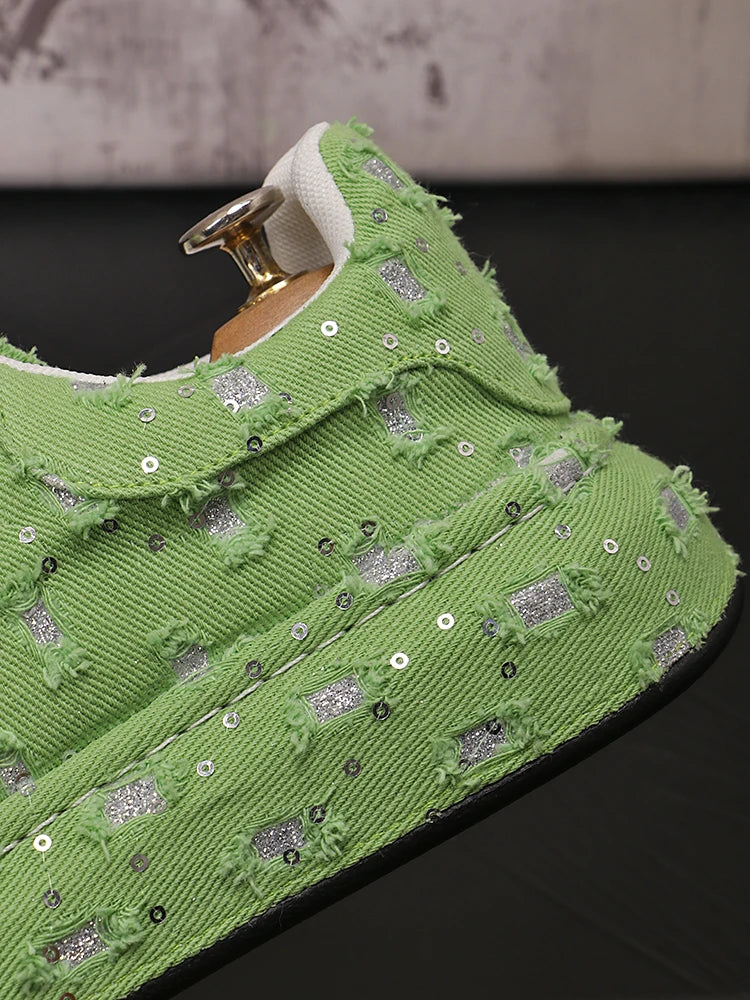 New Fashion Men Embroidery Canvas glitter Loafers Mens Casual Oxford Shoes Wedding Groom Driving Homecoming Business Footwear