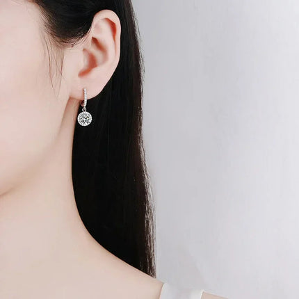 925 Sterling Silver 1 Carat Moissanite Round Earrings for Women Luxury Evening Style PlatiNum