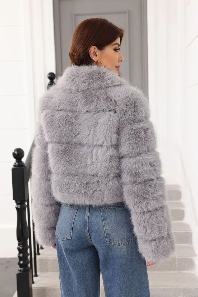ZADORIN 2025 Chic Winter Fur Coats Woman Spliced Cropped Fluffy Faux Fur Jacket Woman Lapel Zipper Fox Fur Faux Coat Y2K Clothes